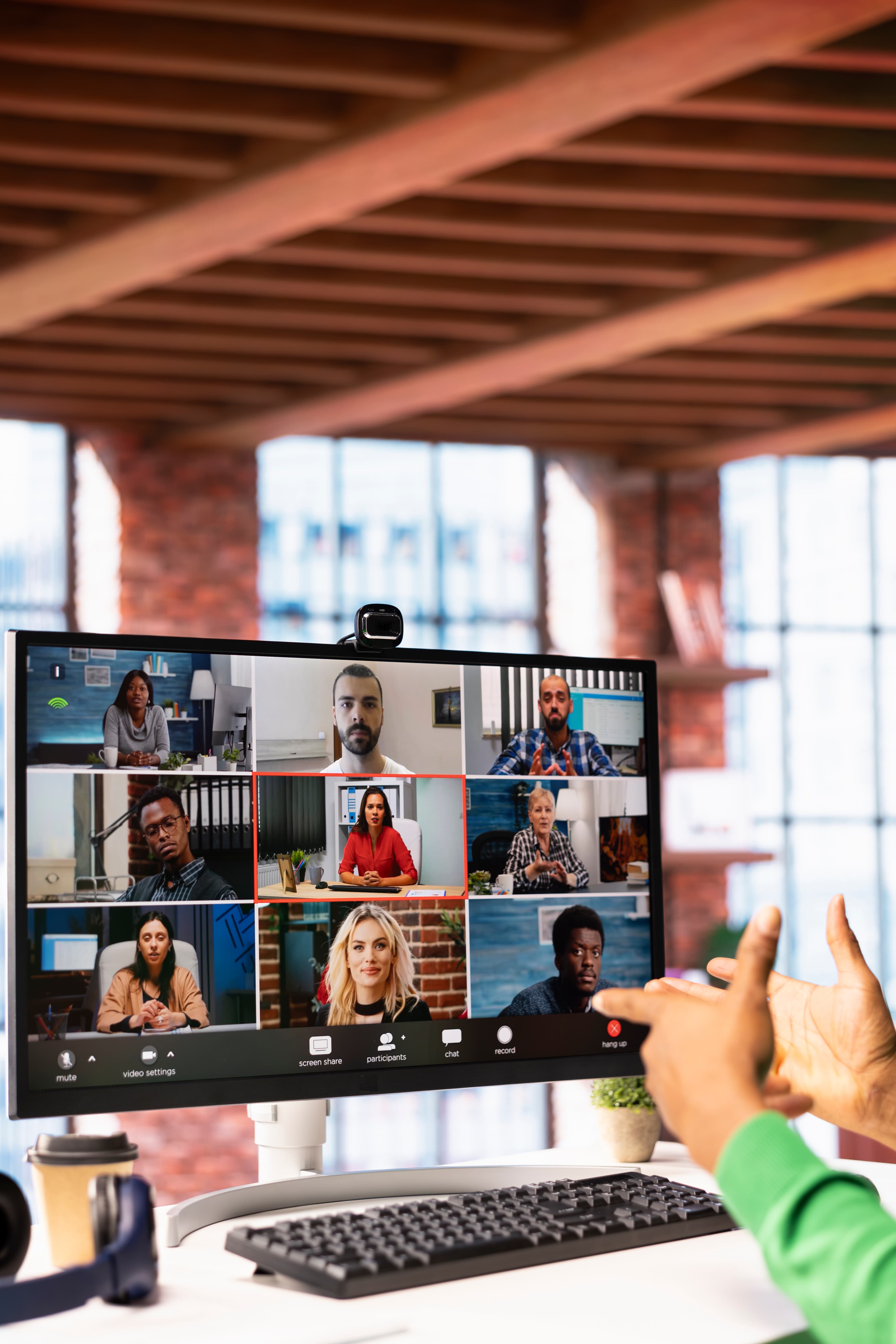 Diverse team on videocall